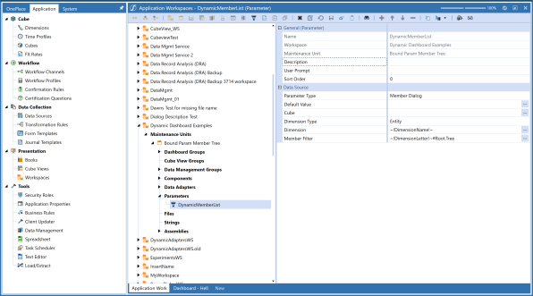 Example of a parameter selected.